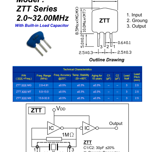 Ceramic Resonator - ZTT Series