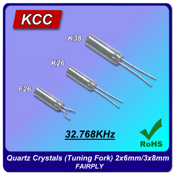 KCC Quartz Crystals (Tuning Fork) 2x6mm/3x8mm(32.768KHz)