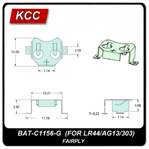 電池扣/彈片BAT-C1156-G (LR44)：圖片 2