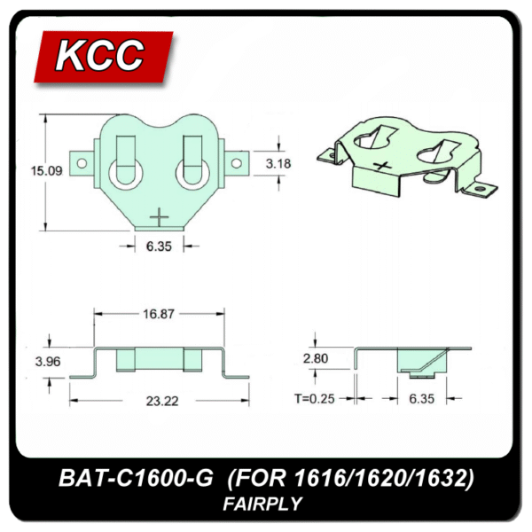 電池扣/彈片BAT-C1600-G (1632)：圖片 2