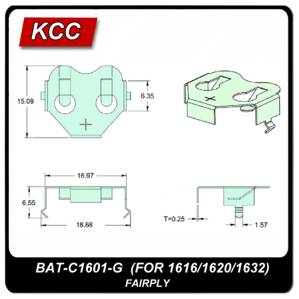 電池扣/彈片BAT-C1601-G (1632)：圖片 2