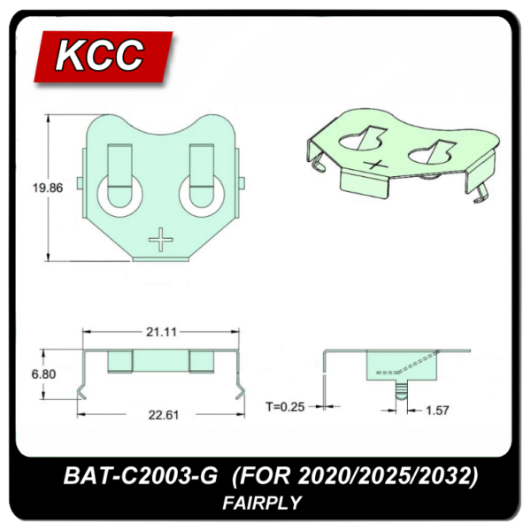 電池扣/彈片BAT-C2003B-G (2032)：圖片 2