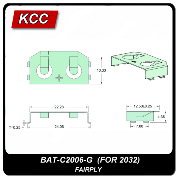 電池扣/彈片BAT-C2006-G (2032)：圖片 2