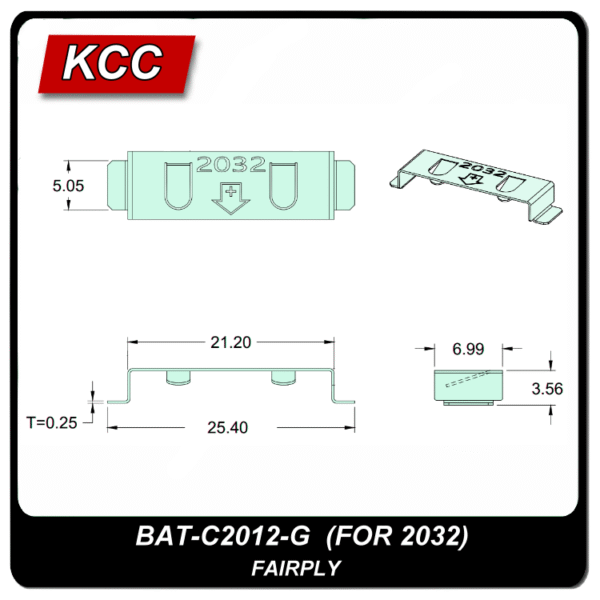 電池扣/彈片BAT-C2012-G (2032)：圖片 2