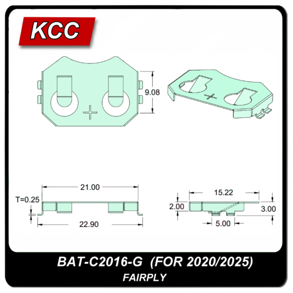 電池扣/彈片BAT-C2016-G (2025)：圖片 2
