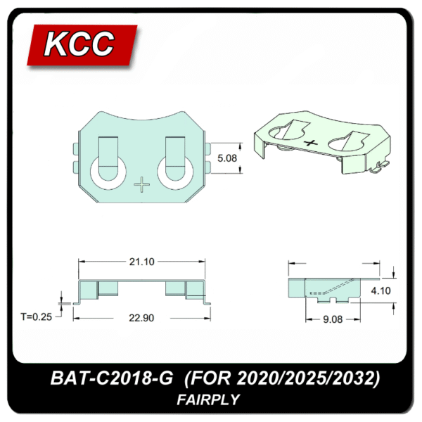 電池扣/彈片BAT-C2018-G (2032)：圖片 2