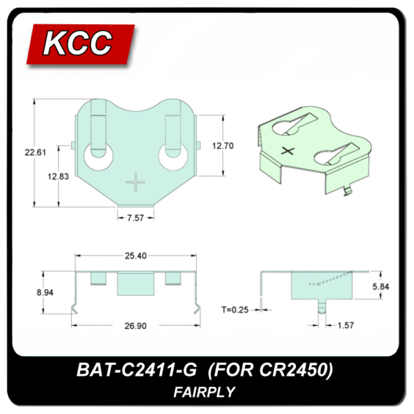 電池扣/彈片BAT-C2411-G (2450)：圖片 2