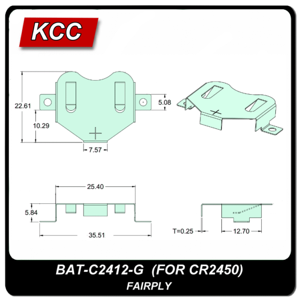 電池扣/彈片BAT-C2412-G (2450)：圖片 2